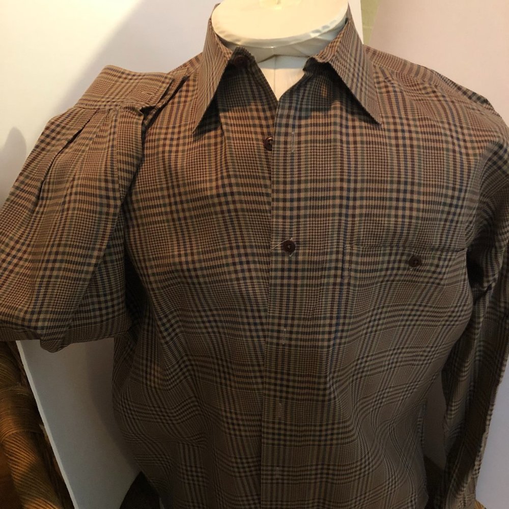 Barry Bricken  plaid shirt   brown/green  Size Large